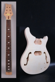 1set Electric Guitar Kit Guitar Neck 22fret Semi Hollow Guitar Body Mahogany Flame Maple DIY guitar project