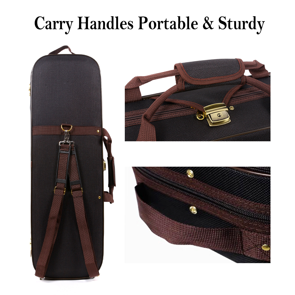 yinfente New Violin Case 4/4 Full Size Violin Box Wooden Oblong Cases for Violin Straps