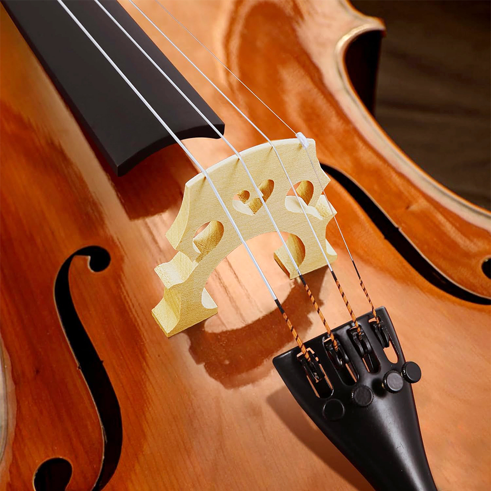 Yinfente cello parts and making tool 2 pieces cello bridge 2 set of cello middle soft strings 1 piece bridge tool of cut the string notches DIY cello making Temporary customized