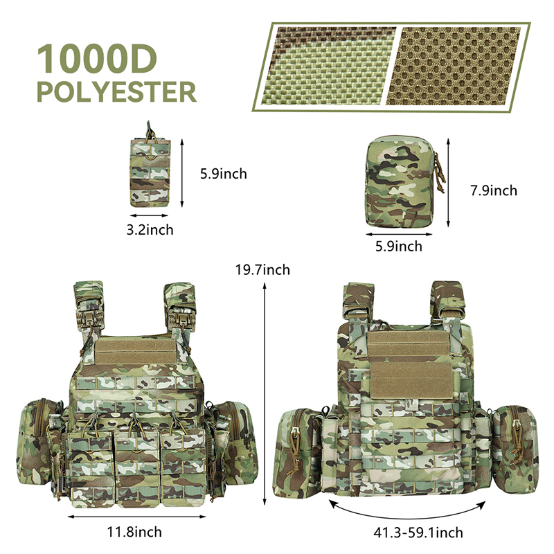 Artex Tactical Vest with Triple Magazine Pouch 1000D Nylon Fabric Quick Release 6094K Hunting Airsoft Combat Accessories