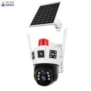 V380 Solar-powered camera 4G/Wi-Fi Three-screen Gun and ball linkage Three-lenses 10X zoom Low-power battery monitor