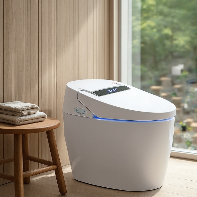 Customizable Intelligent Toilet WC with LED Display, Self - Cleaning Nozzle & Night Light