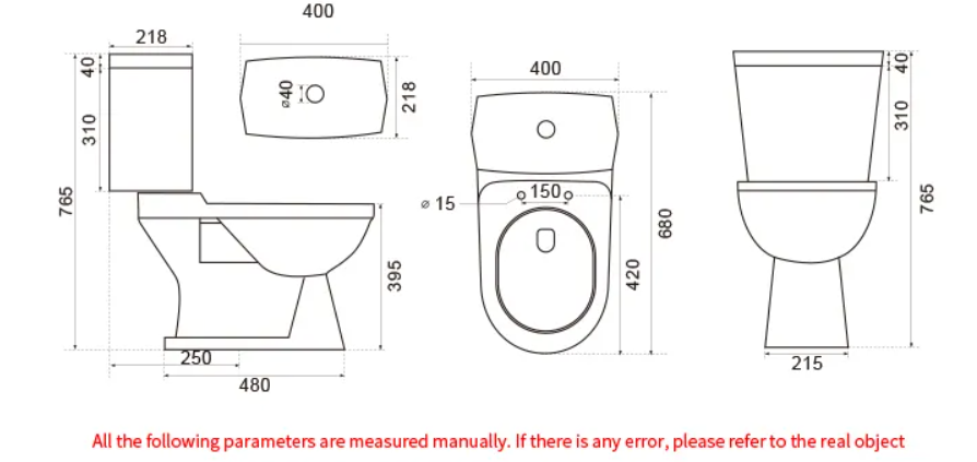 Ceramic Washdown Two Piece Toilet | Dual Fitting Water Saving S-trap Inodoro OEM Factory