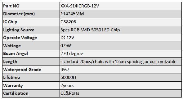 DC12V Outdoor S14 GS8208 Pixel Garden Lamp RGB LED String Light (XXA-S14)
