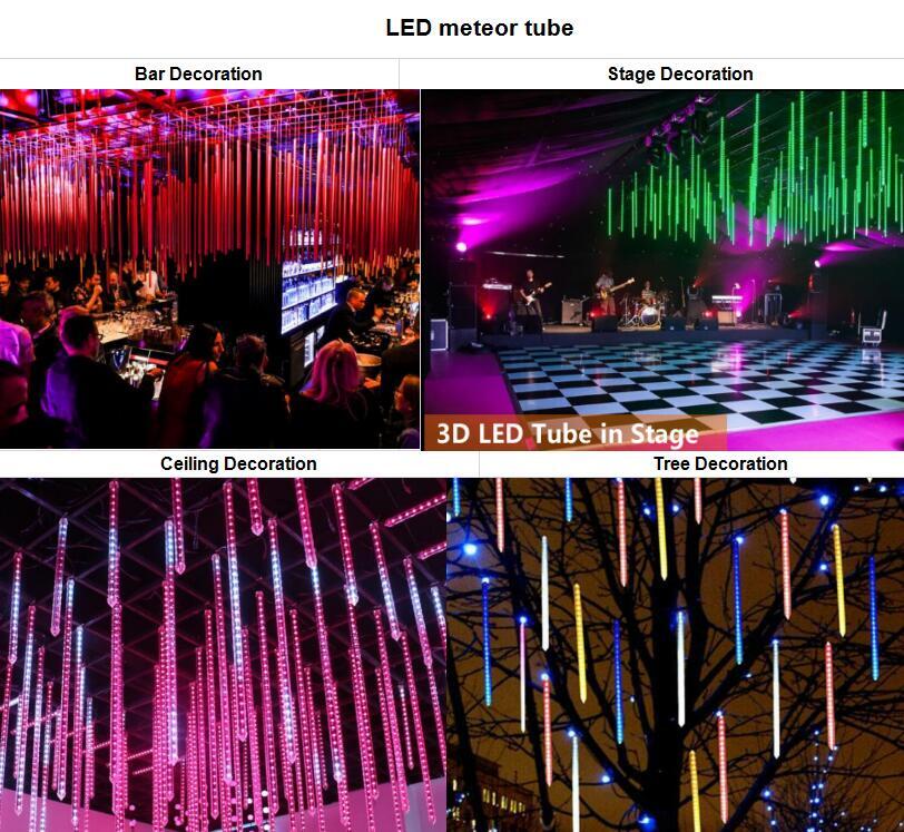 DC12V 24V Outdoor decorations 360D LED meteor tube UCS1903 DMX512 20mm 30mm meteor shower lights (XXA-TUBE-D20/D30)