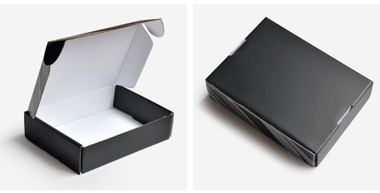 Black Custom Printed Mailer Boxes, Corrugated Packaging for Jewelry & Cosmetics