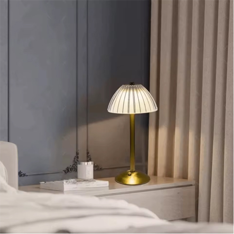 Eye-Caring Flicker-Free Soft Glow Dimmable Cordless Rechargeable Bedside Table Lamp, 3 Color Stepless Dimming Pleated Glass Shade No Blue Light, for Bedroom Nursery Reading Home Office, Rechargeable Battery Operated Rechargeable Cordless Bedside Lamp - Eye-Caring Dimmable Light bedside lamp, dimmable lamp, cordless lamp, eye-caring light, rechargeable lamp,Cordless Table Lamp,Rechargeable Table Lamp,LED Table Lamp,Gold Table Lamp,Pleated Glass Table Lamp,Bedside Table Lamp,Decorative Table Lamp,Portable Table Lamp,Vintage Table Lamp,Ambient Table Lamp