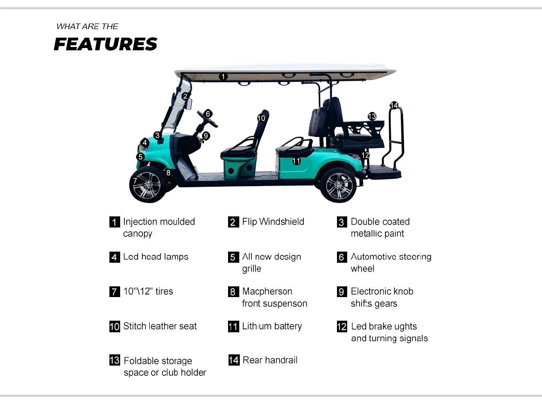 Dachi Electric Hunting 4+2 Seats Golf Cart Golf Buggy