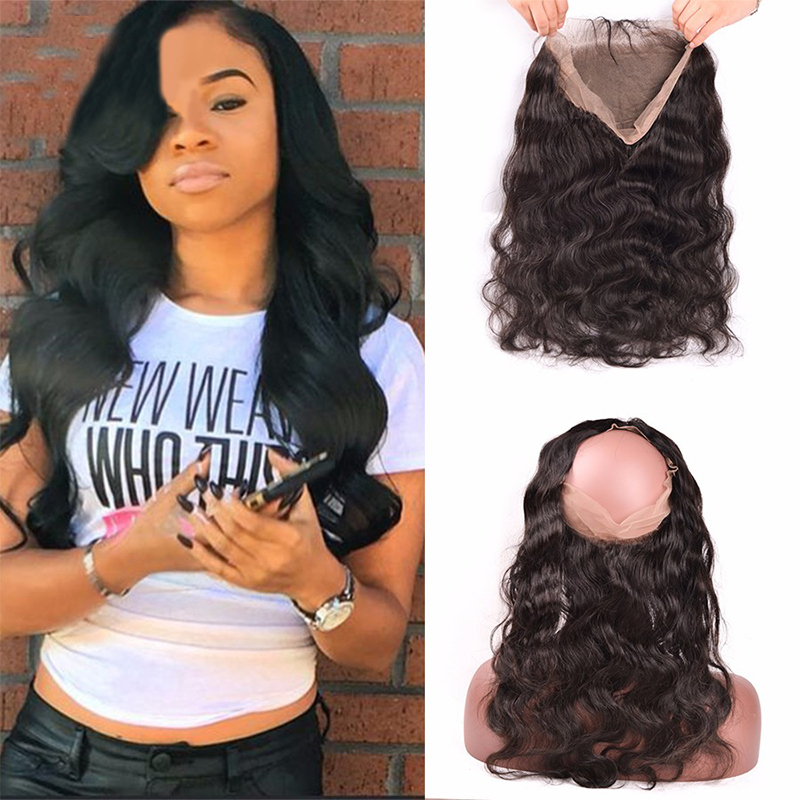 360 Lace Frontal Peruvian Body Wave Hair Closure Natural Color