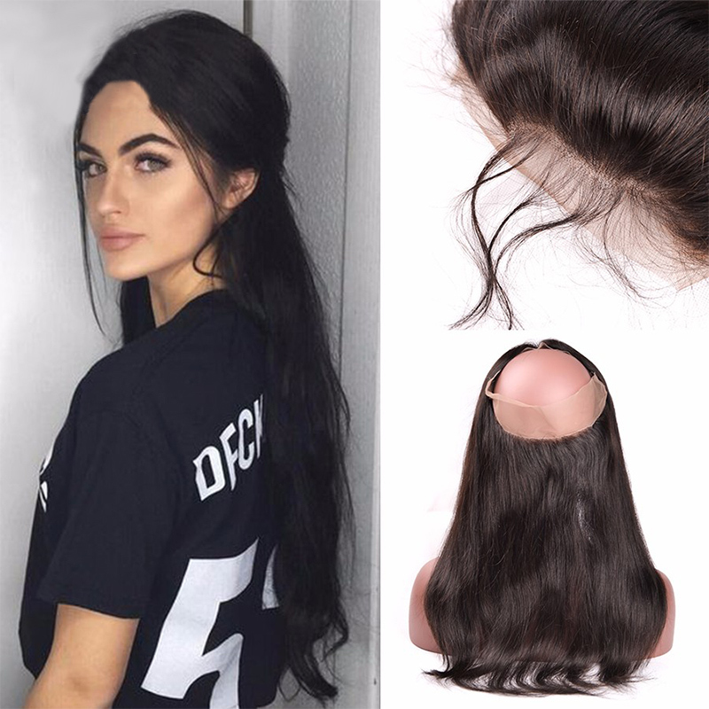 360 Lace Frontal Closure Brazilian Straight Remy Human Hair