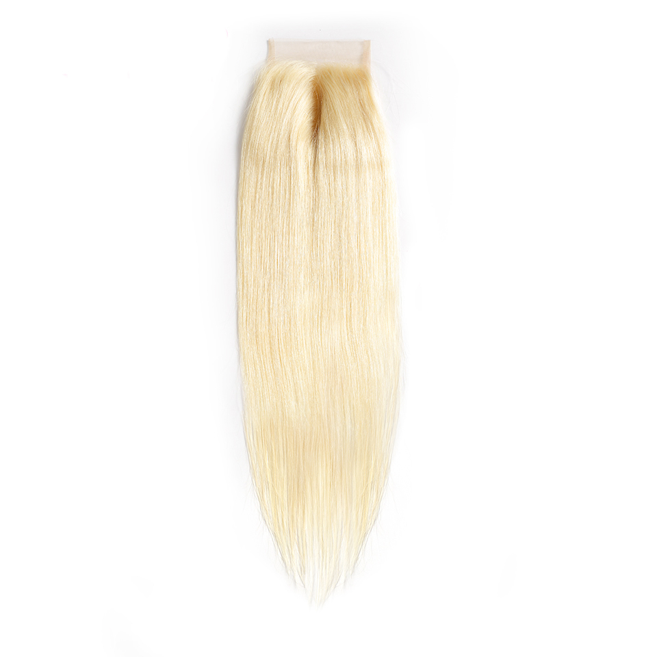 100 Human Hair 613 Blonde Lace Closure Straight 4x4 Free Part
