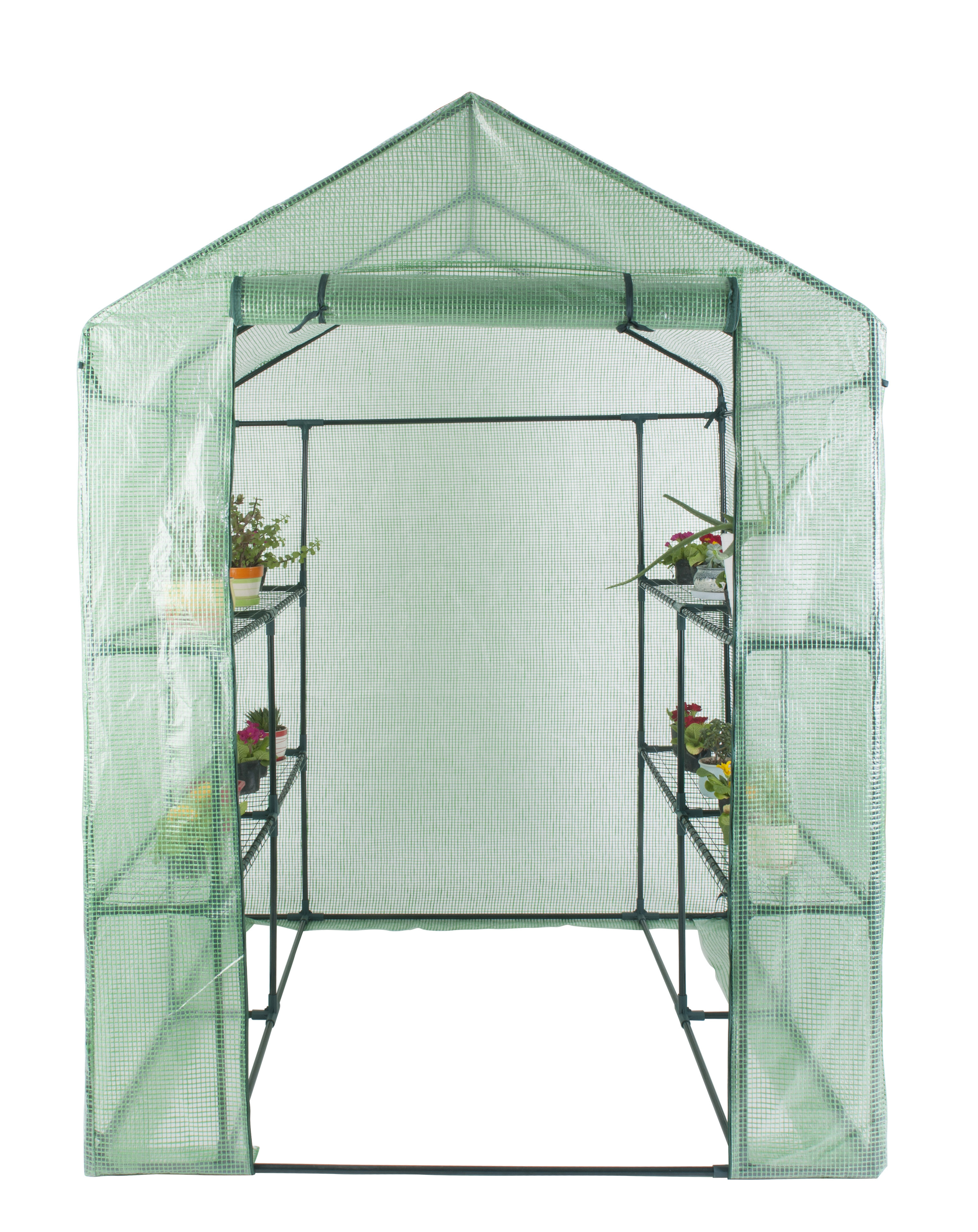 Mini Walk In 8 Shelves Greenhouse Portable Outdoor Green House 2 Tier