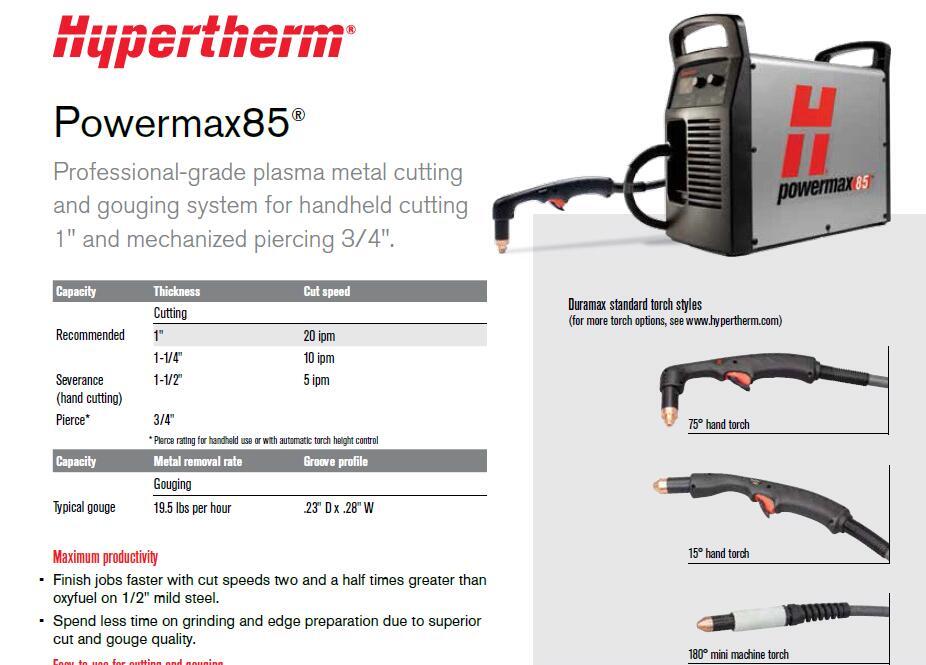 Hypertherm powermax plasma system P105 & P85 &P65 &P45