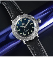 San Martin Men New Octopus mechanical watches 200m Water Resistant Shark leather strap Titanium diving Wriswatches