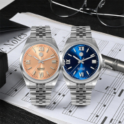 San Martin 38.5mm Luxury Men Dress Watch YN55 Roman Numeral Sunray Dial Automatic Watch SN0050-G