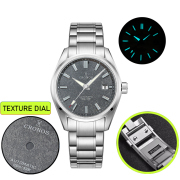 Cronos Men Watch 39mm Automatic Miyota 9015 Movement Wristwatches White Dial Birch Pattern 10 ATM L6040M Cronos Men Watch 39mm Automatic Miyota 9015 Movement Wristwatches White Dial Birch Pattern 10 ATM L6040M