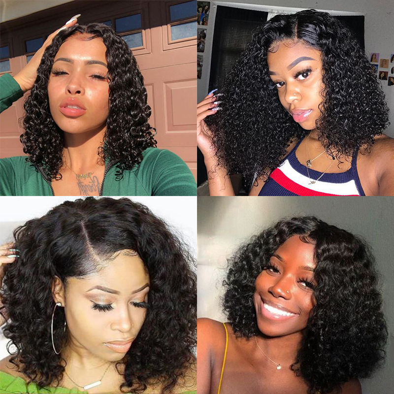 Deep Curly Short Bob Wigs 13x6 Lace Front Human Hair Wigs Brazilian Glueless Lace Frontal Wig With Baby Hair