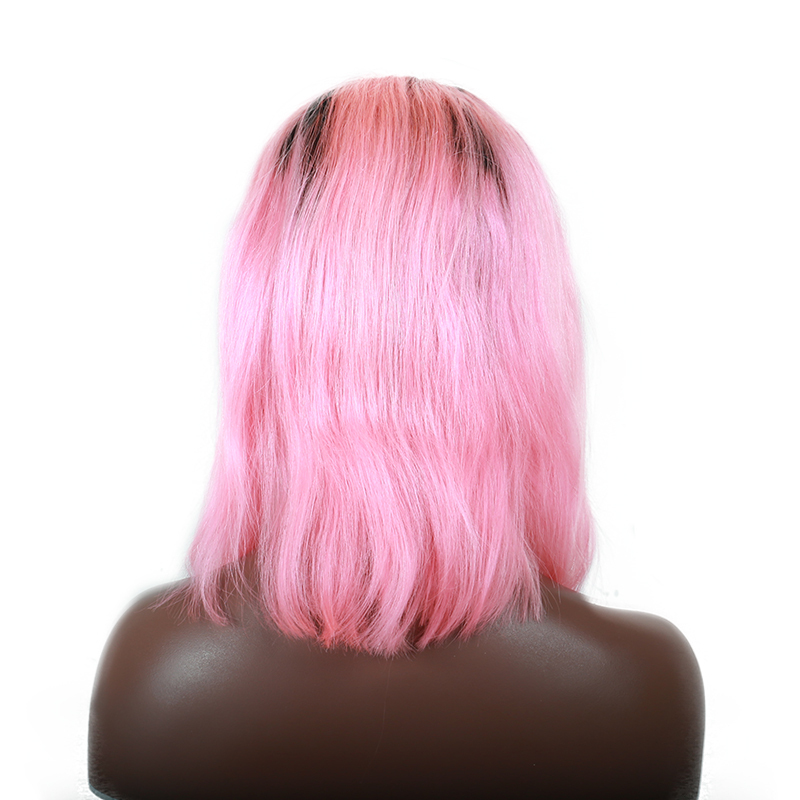 Straight Pink Wig Cosplay 150% Density Lace Frontal Wigs Human Hair Wigs For Women Short Bob Wigs 13x4 Brazilian 
