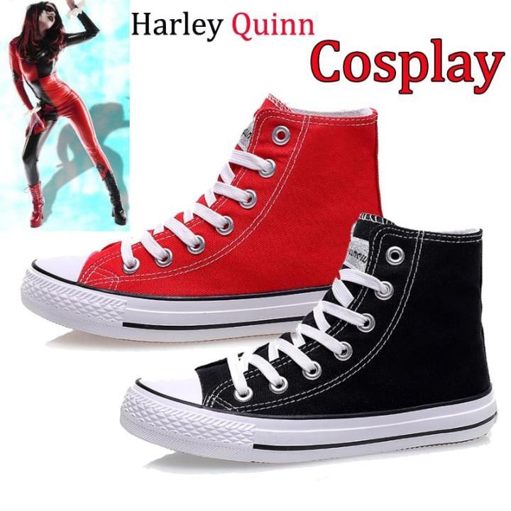Harley Quinn Women S Canvas Lace Up Flat Skate Casual Sneaker Boots