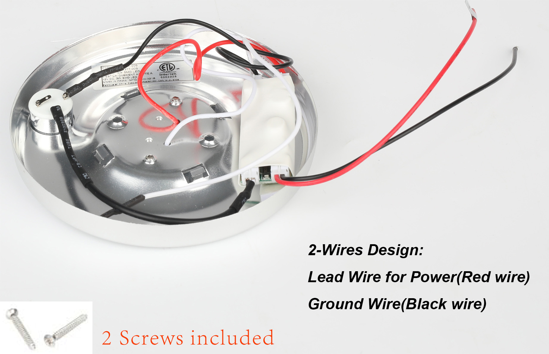 Facon LED RV Dome Light with Chrome Trim Ring 300 Lumens 4.5" Round