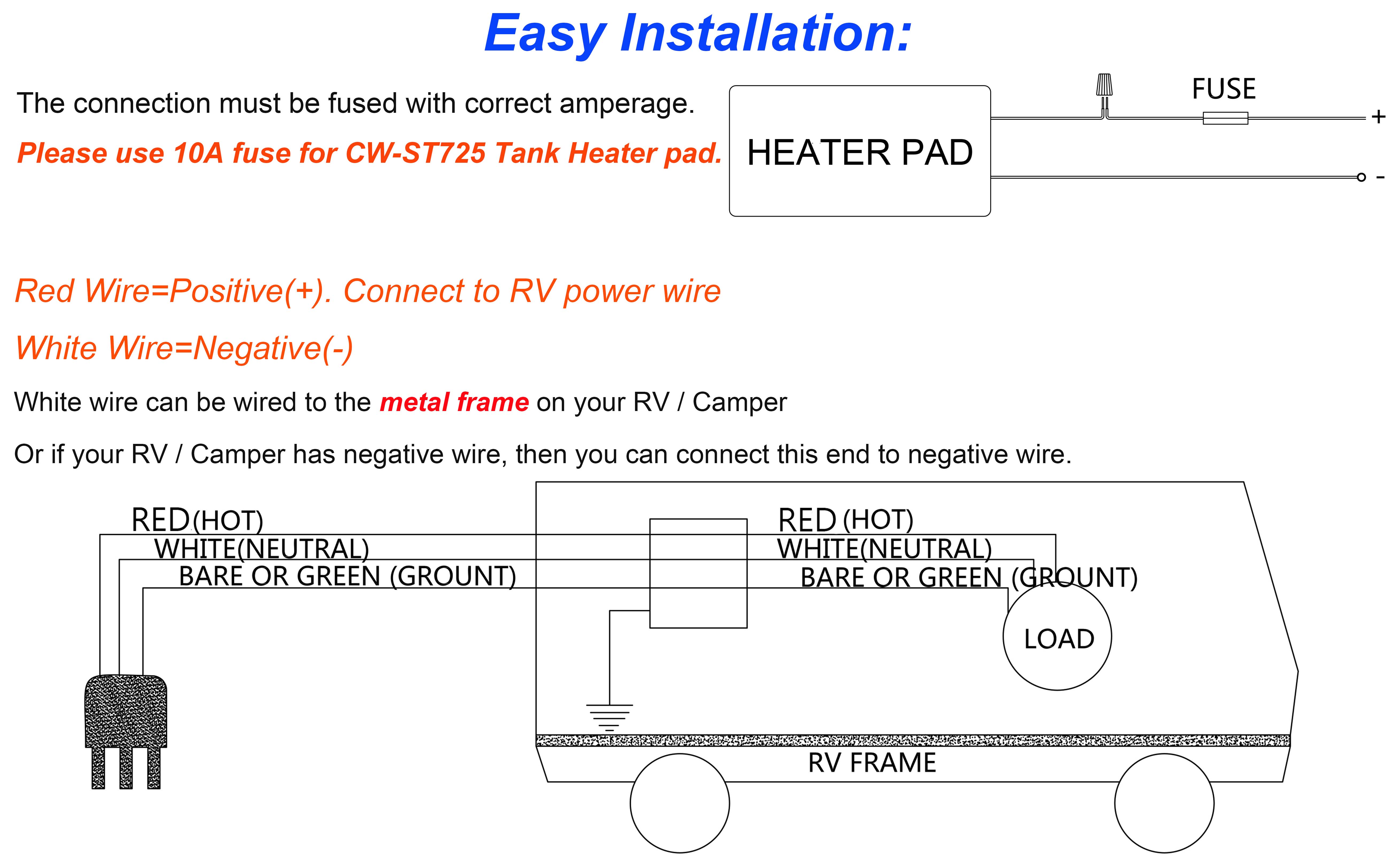 Facon 7 1 4 X25 Water Holding Tank Heater Pad For Rv Motorhome Camper Trailer Boat With Automatic Thermostat Control 12v Dc