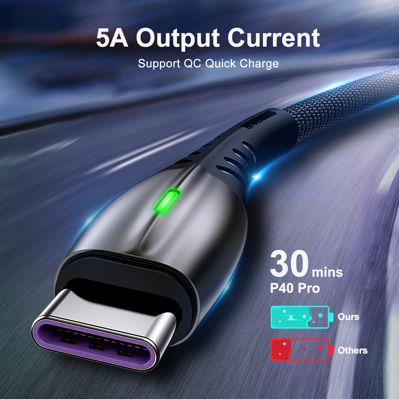 5A 2m USB Type C Cable Micro USB Fast Charging Mobile Phone Android Charger Type-C Data Cord For Huawei P40 Mate 30 Xiaomi Redmi