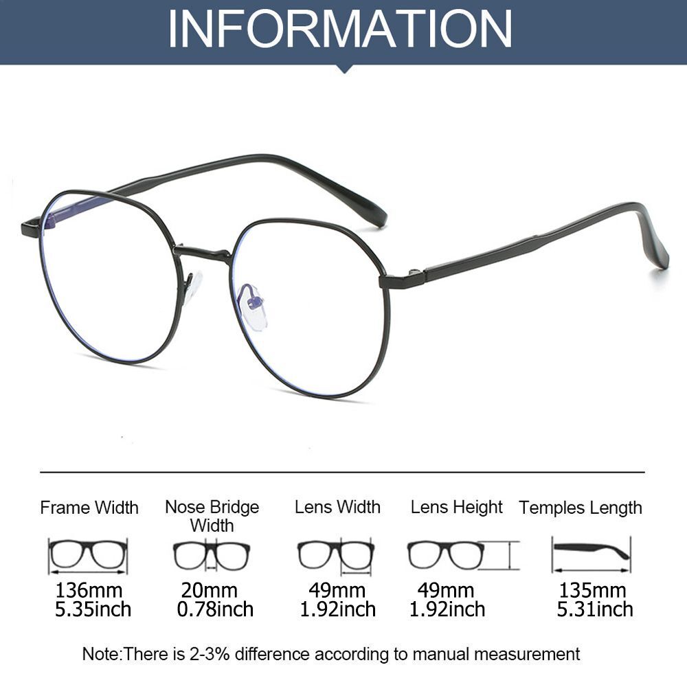 Vintage Anti Blue light Glasses Frame Round Lens Optical Mirror Simple Metal Women Men Transparent Eyewear Frames