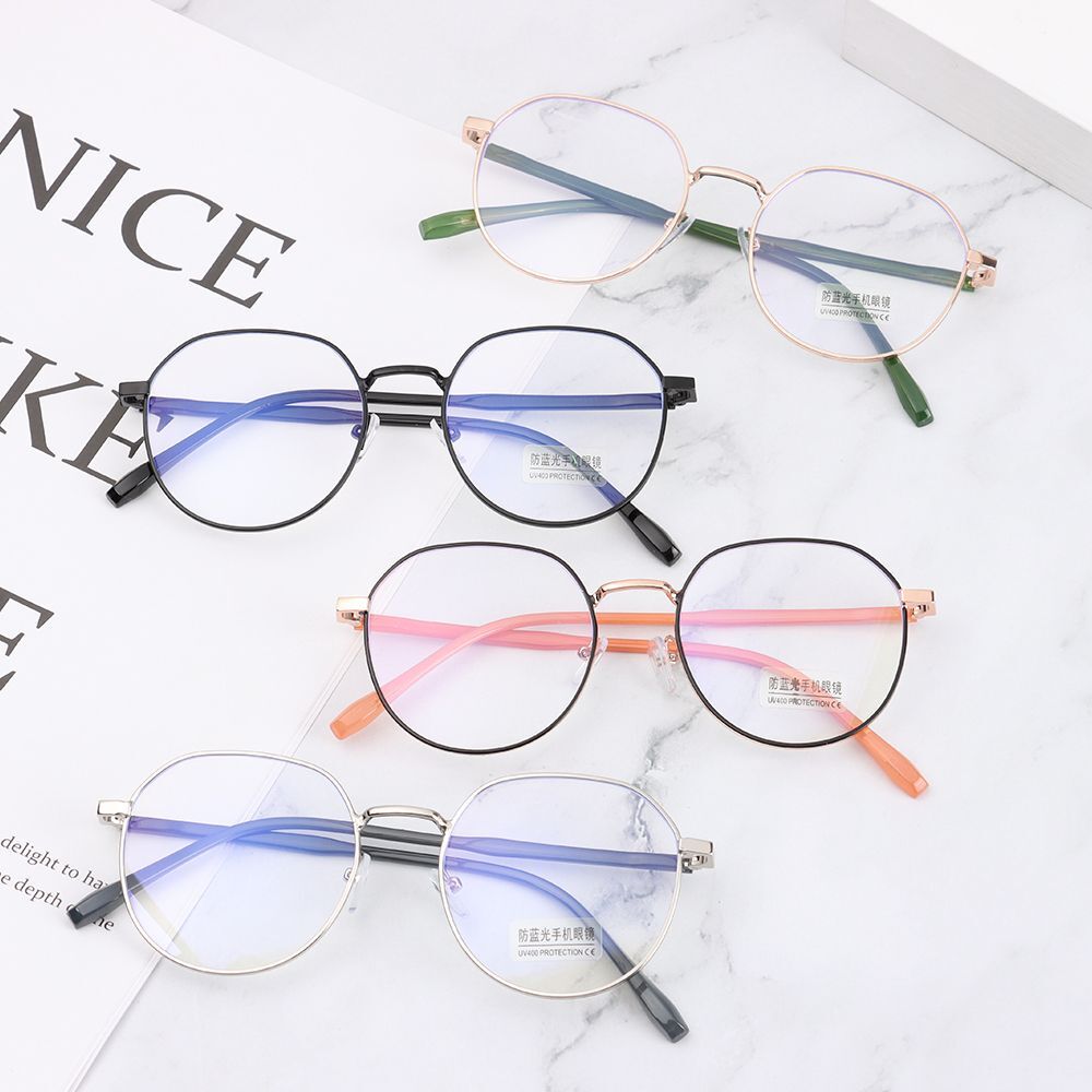 Vintage Anti Blue light Glasses Frame Round Lens Optical Mirror Simple Metal Women Men Transparent Eyewear Frames