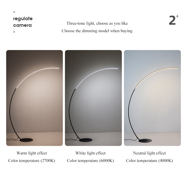Nordic Arc Shape Floor Lamp Modern Led Dimmable Remote Control Standing Light For Living Room Bedroom Study Decor Lighting