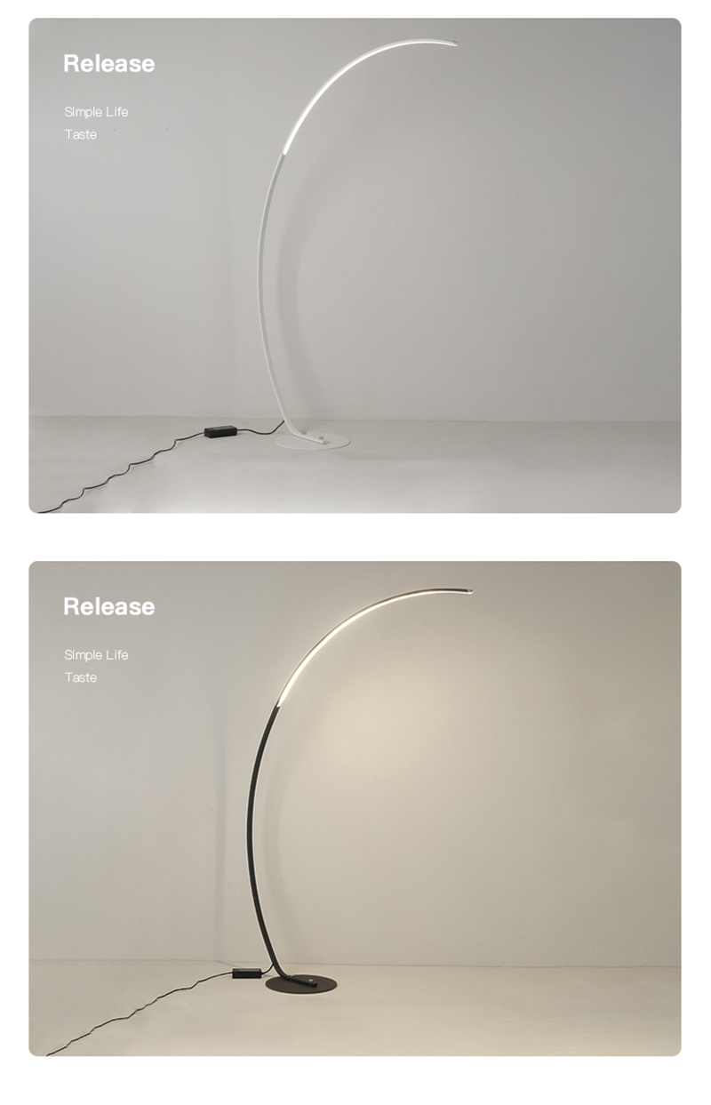 Nordic Arc Shape Floor Lamp Modern Led Dimmable Remote Control Standing Light For Living Room Bedroom Study Decor Lighting