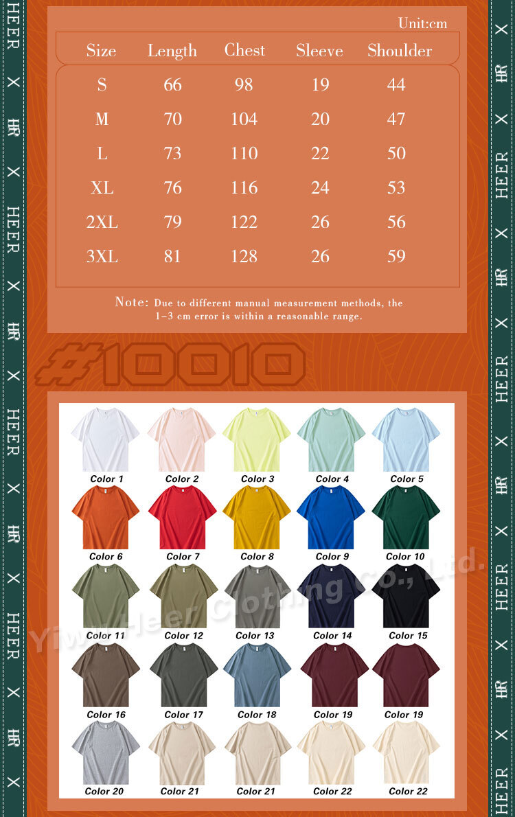 High Quality 100% Cotton Blank Men's T-shirts Heavyweight Oversized Tshirt Printing Custom T Shirt