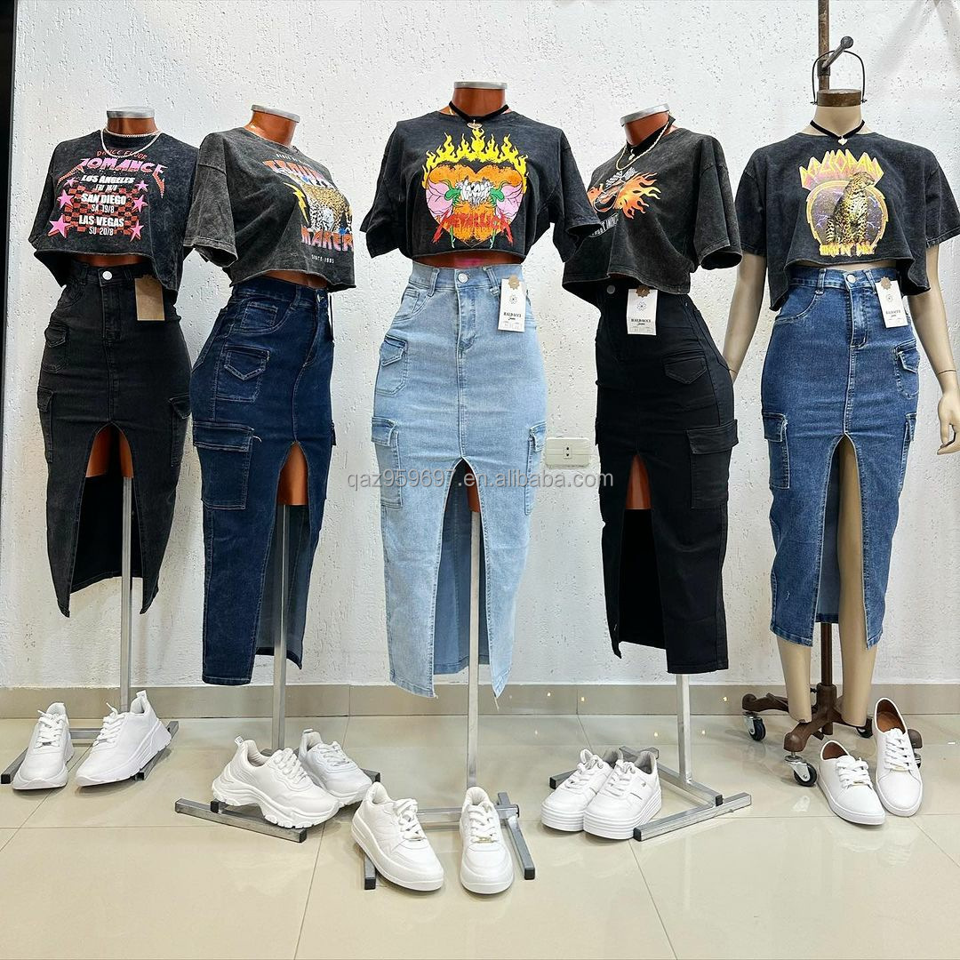 Summer New Women's Long denim Skirt Vintage High Waist Jeans Skirt Women's Straight Tube Large A-line Pencil Skirt