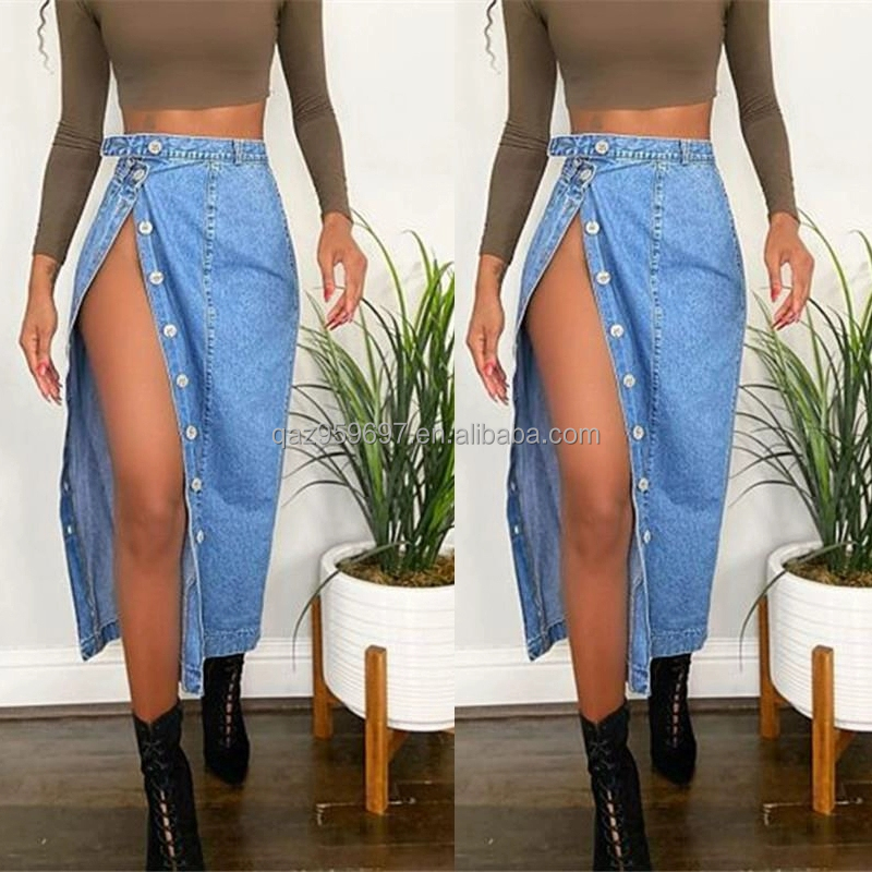 Summer New Women's Long denim Skirt Vintage High Waist Jeans Skirt Women's Straight Tube Large A-line Pencil Skirt