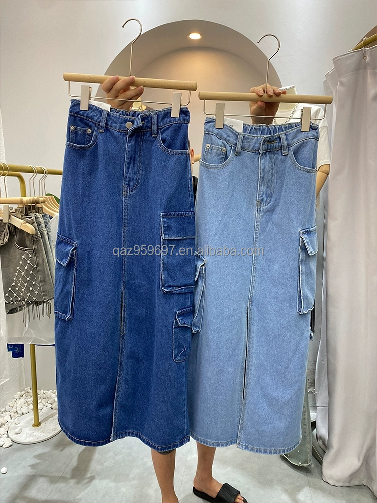 Summer New Women's Long denim Skirt Vintage High Waist Jeans Skirt Women's Straight Tube Large A-line Pencil Skirt