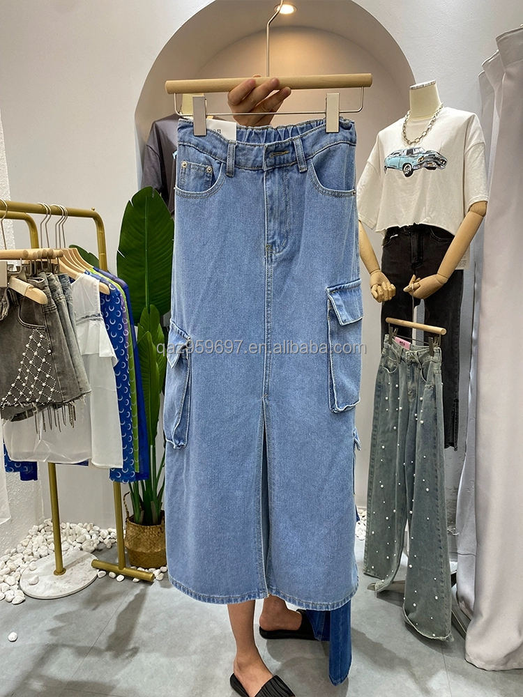 Summer New Women's Long denim Skirt Vintage High Waist Jeans Skirt Women's Straight Tube Large A-line Pencil Skirt