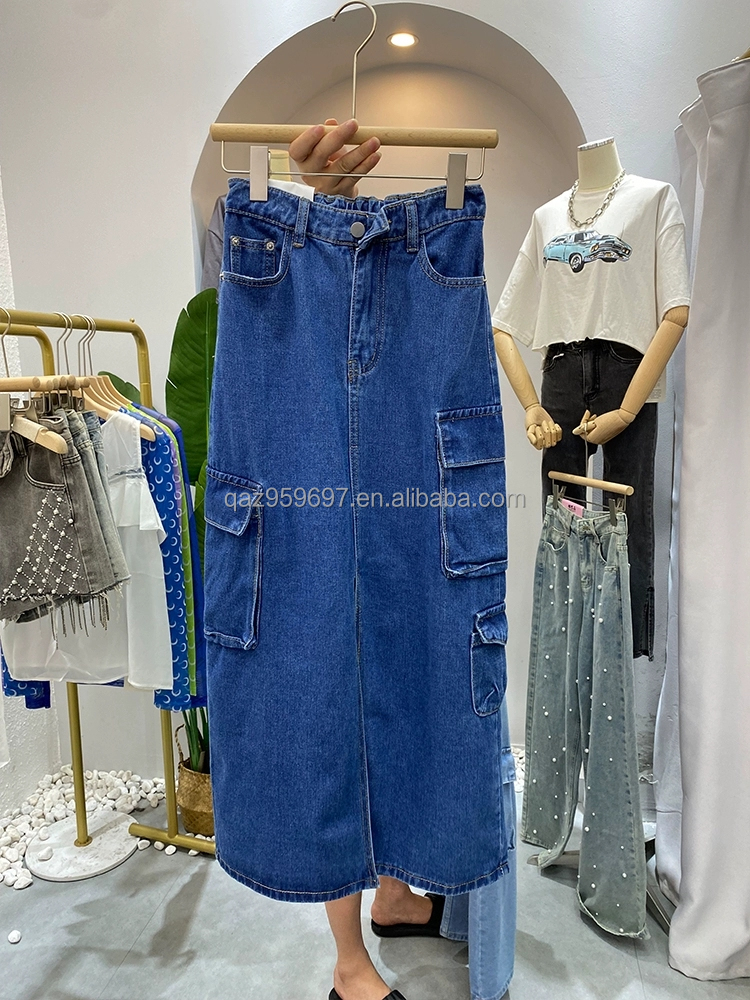 Summer New Women's Long denim Skirt Vintage High Waist Jeans Skirt Women's Straight Tube Large A-line Pencil Skirt