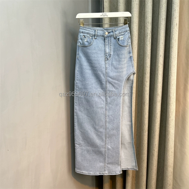 Summer New Women's Long denim Skirt Vintage High Waist Jeans Skirt Women's Straight Tube Large A-line Pencil Skirt