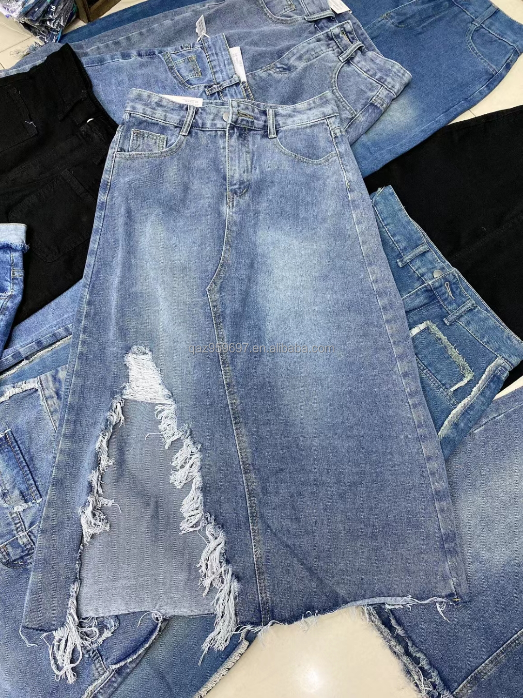 Summer New Women's Long denim Skirt Vintage High Waist Jeans Skirt Women's Straight Tube Large A-line Pencil Skirt