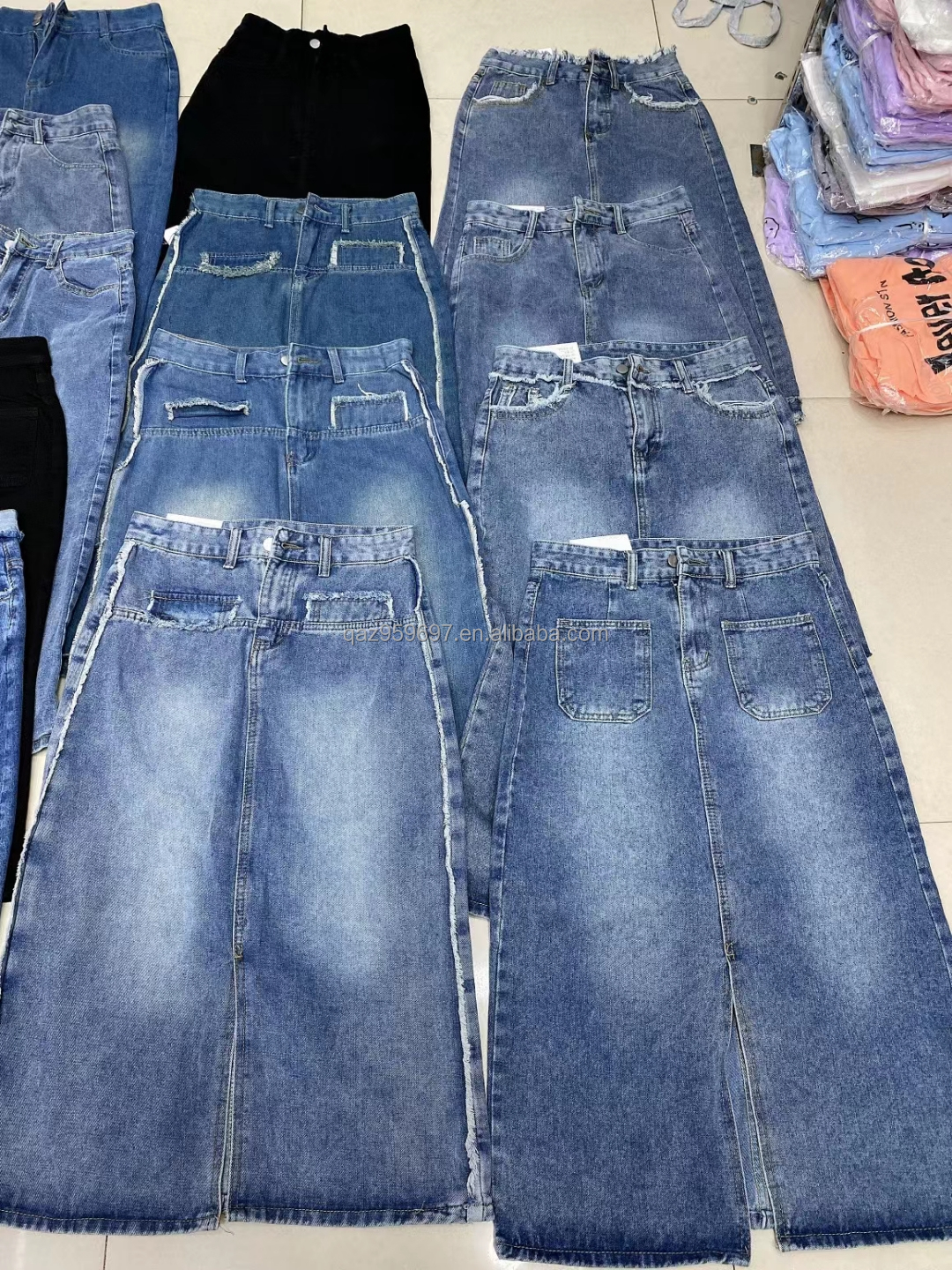 Summer New Women's Long denim Skirt Vintage High Waist Jeans Skirt Women's Straight Tube Large A-line Pencil Skirt