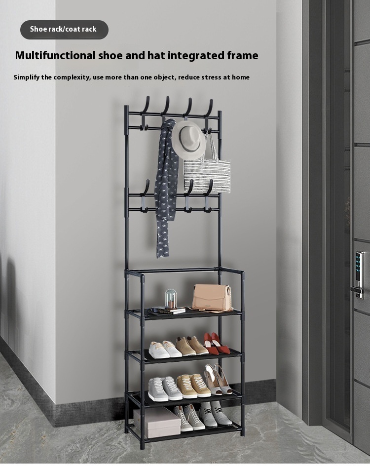 high quality entryways coat rack floor Stand clothes and hanging hat rack Metal shoes hanging bags storage racks with bedroom