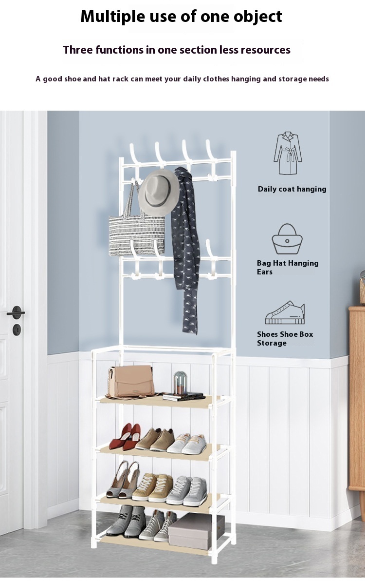 high quality entryways coat rack floor Stand clothes and hanging hat rack Metal shoes hanging bags storage racks with bedroom