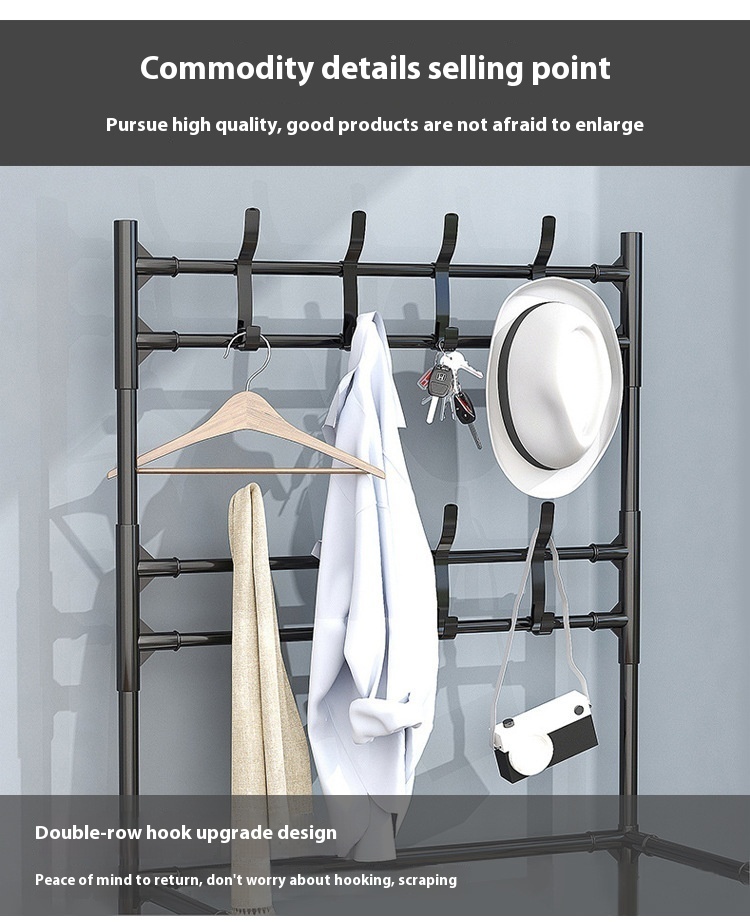 high quality entryways coat rack floor Stand clothes and hanging hat rack Metal shoes hanging bags storage racks with bedroom