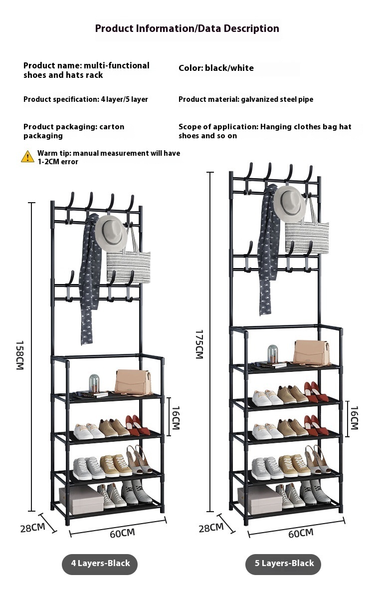 high quality entryways coat rack floor Stand clothes and hanging hat rack Metal shoes hanging bags storage racks with bedroom