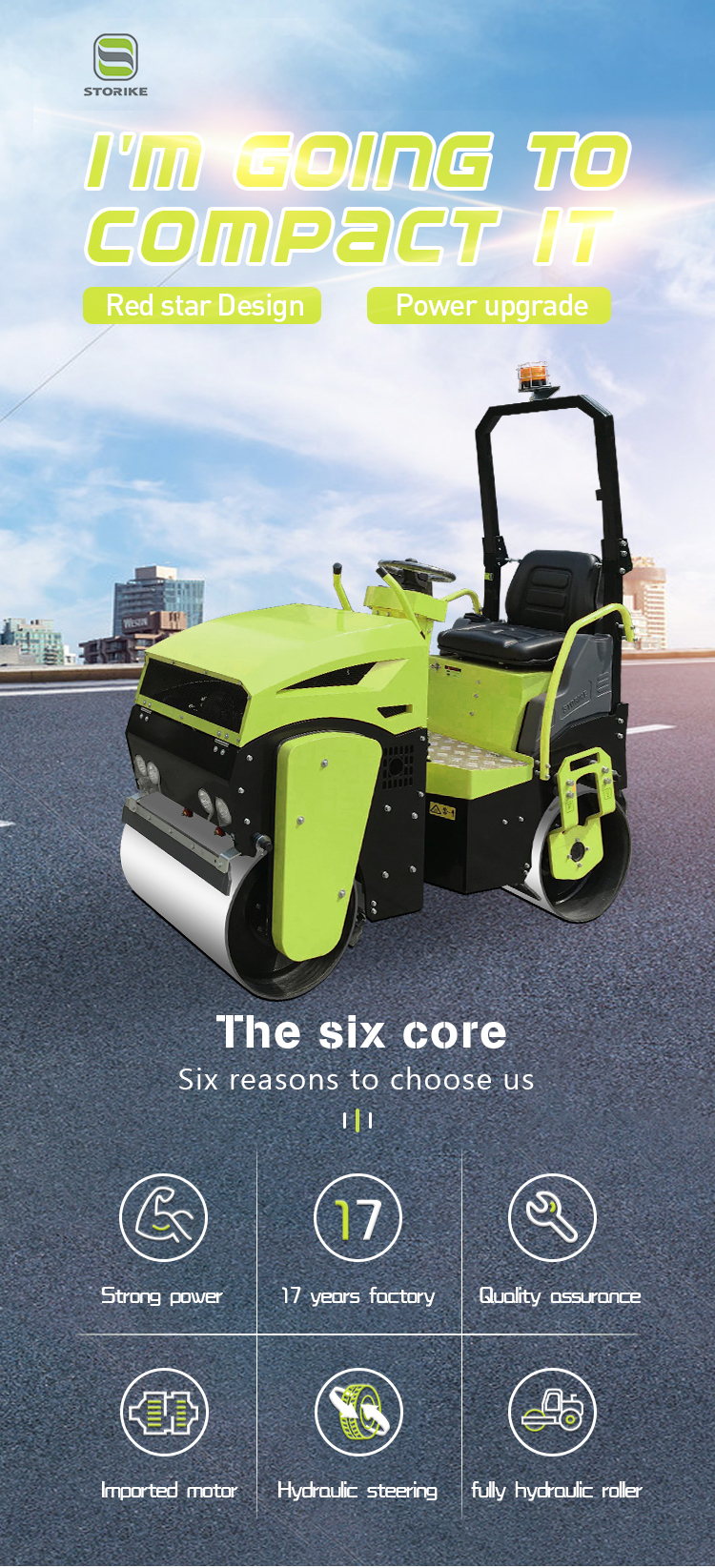 1 ton road roller compactor storike road roller double drum road roller high quality