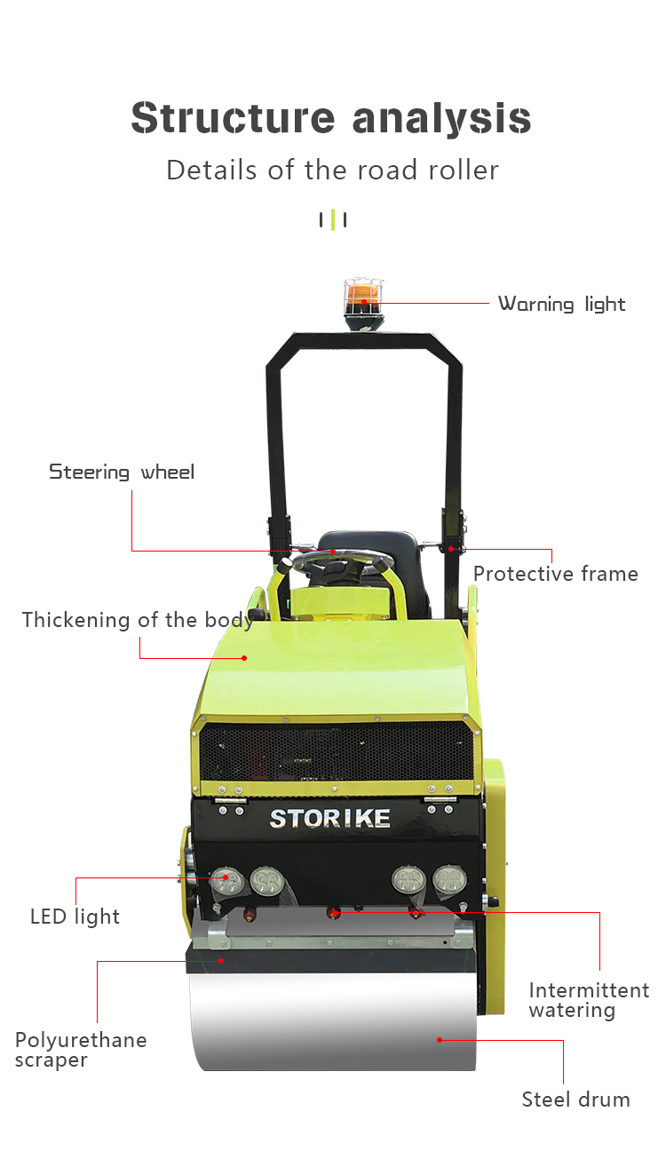 1 ton road roller compactor storike road roller double drum road roller high quality