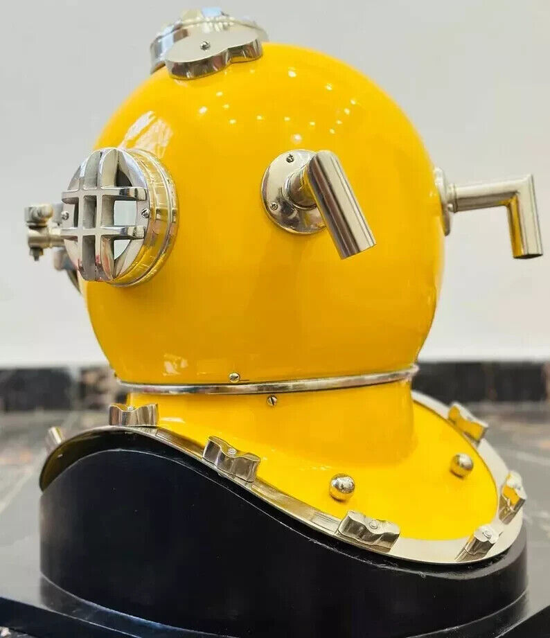 Antique US Navy Mark V Deep Sea Diving Helmet Yellow Marine Divers Scuba Promotional Sports Product