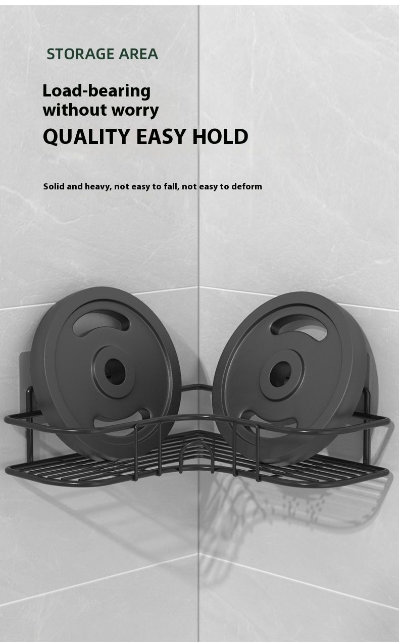 Strong Adhesive Metal Corner Storage Rack Punch-Free Toilet Triangle Iron Bathroom Shelf