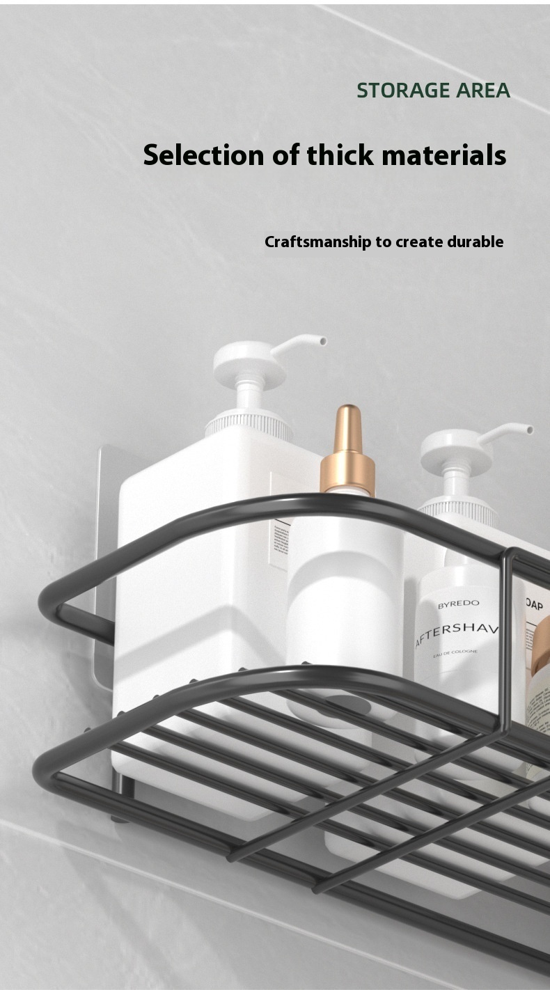 Strong Adhesive Metal Corner Storage Rack Punch-Free Toilet Triangle Iron Bathroom Shelf