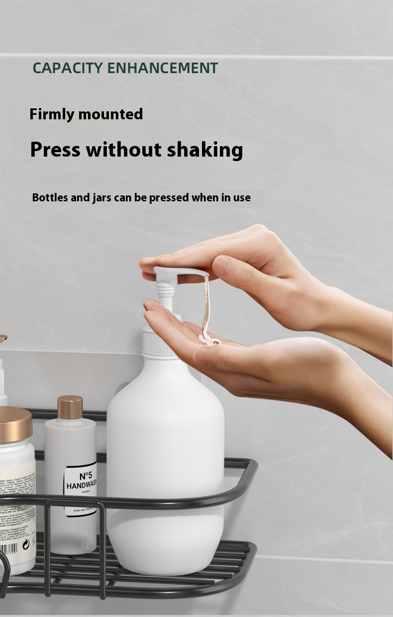 Strong Adhesive Metal Corner Storage Rack Punch-Free Toilet Triangle Iron Bathroom Shelf