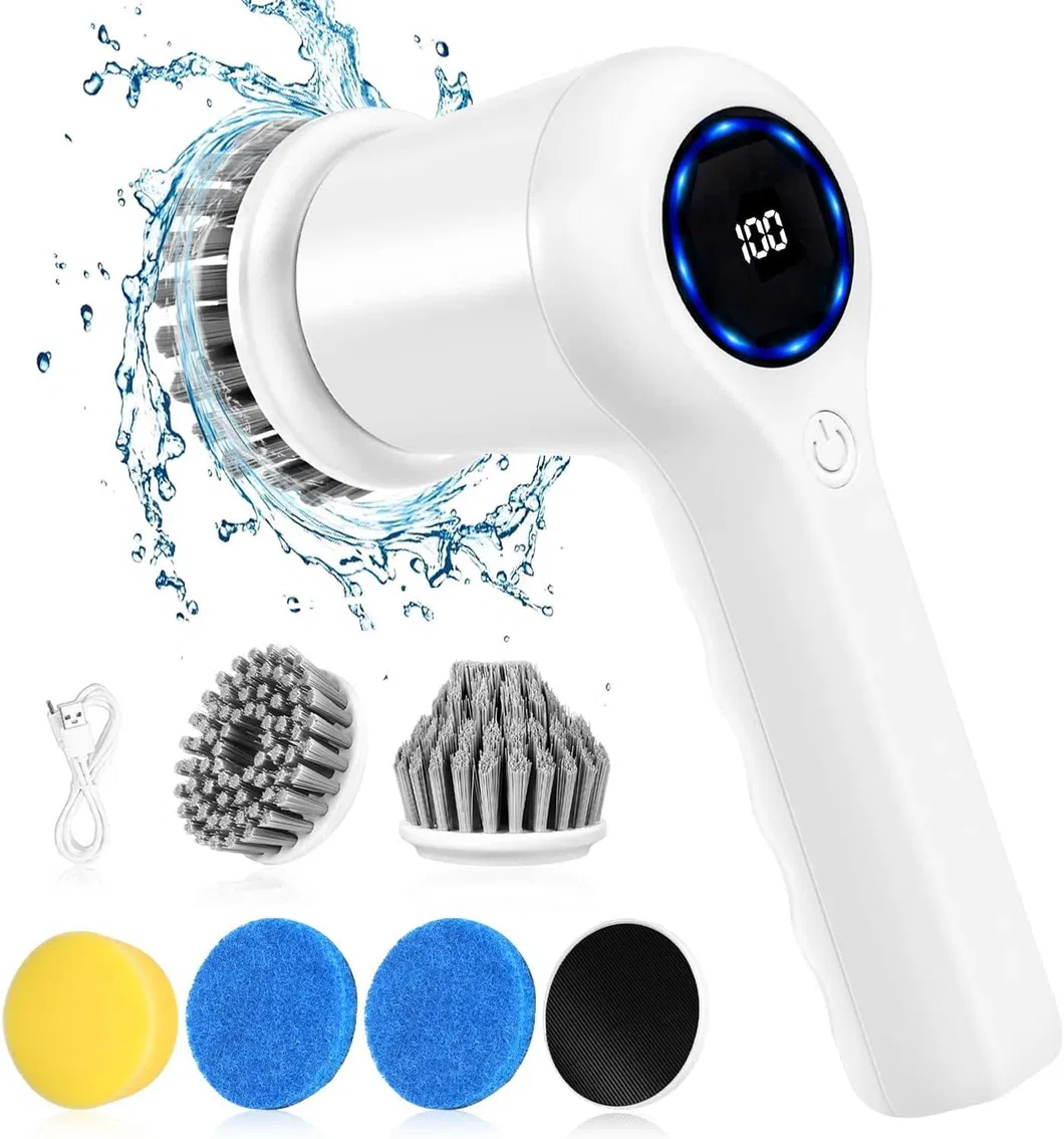 OEM Electric Spin Scrubber with Battery Level Display 2 Speeds Electric Cleaning Brush